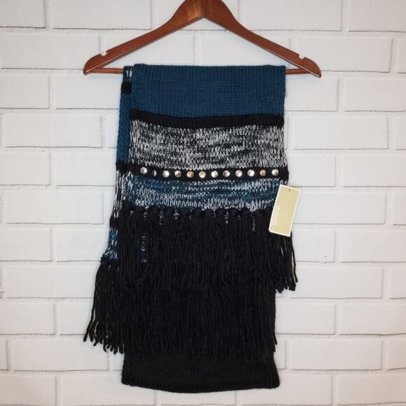 Michael Kors stripe stud embellished fringe scarf‎ - Picture 8 of 9